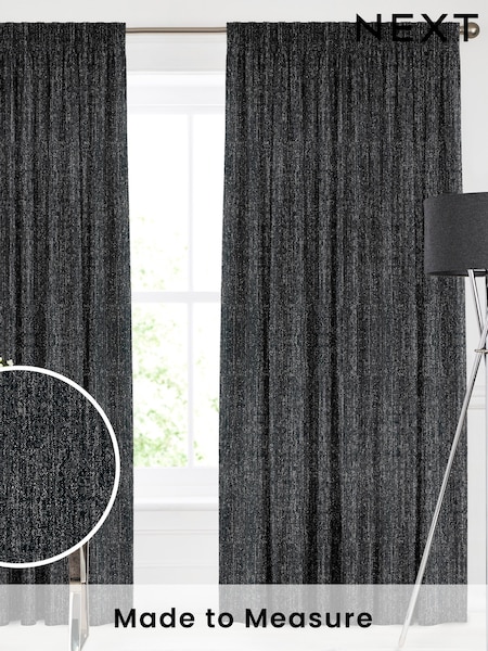 Black Noir Glittery Made To Measure Curtains (U82113) | £100
