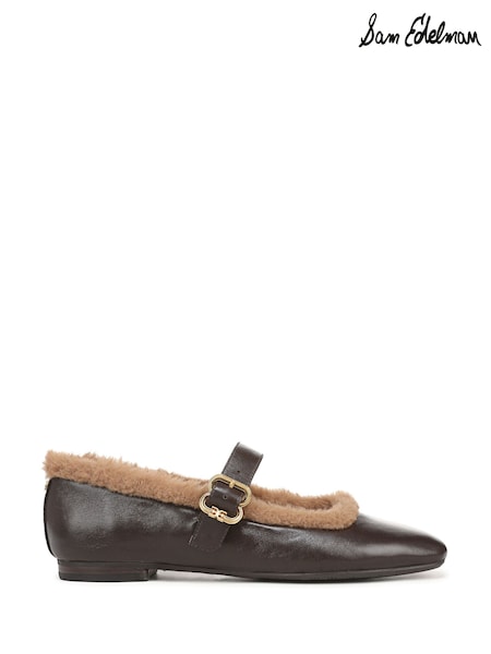 Brown - Sam Edelman Michaela Fur Mary Janes Shoes