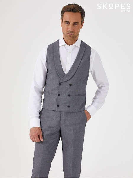 Skopes Light Grey Harcourt Double Breasted Slim Fit Suit Waistcoat (U84228) | £50