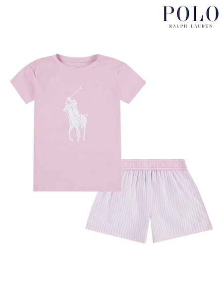 Polo Ralph Lauren Pink Pony Logo T-Shirt And Shorts Pyjamas Set (U84816) | £45
