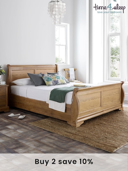 time4sleep Light Wooden Bordeaux Sleigh Bed Frame (U86620) | £880 - £1,100