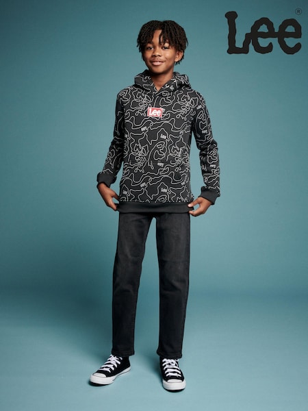 Lee Black Boys Pattern Hoodie (U86690) | £50 - £66