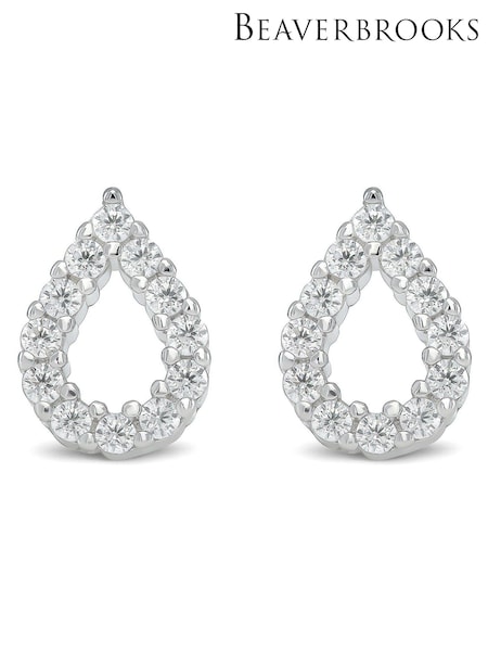 Beaverbrooks Sterling Silver Cubic Zirconia Pear Stud Earrings (U87060) | £30