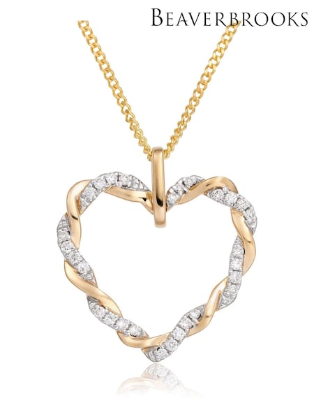 Beaverbrooks 9ct Yellow Gold Diamond Heart Pendant (U87062) | £675