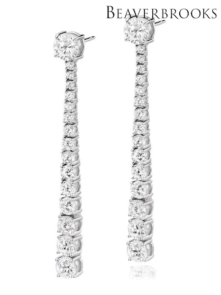 Beaverbrooks Sterling Silver Cubic Zirconia Graduated Drop Earrings (U87076) | £150