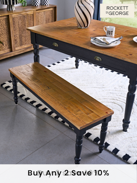 Rockett St George Black Apothecary Style Dining Bench (U87798) | £219
