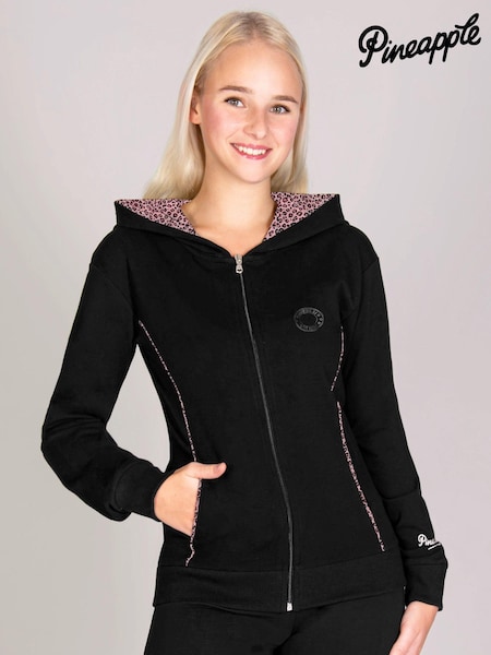 Pineapple Black Leopard Stripe Womens Zip Hoodie (U88452) | £35