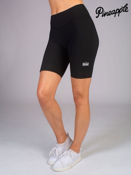 Pineapple Black Womens Rib Cycling Shorts with Pocket (U88453) | £22