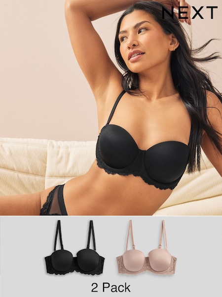Black/Praline Nude Light Pad Strapless Multiway Bras 2 Pack A-E (U89164) | £28