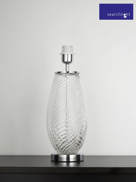 Searchlight Chrome Leaf Clear Texture Glass Table Lamp Base (U89545) | £50