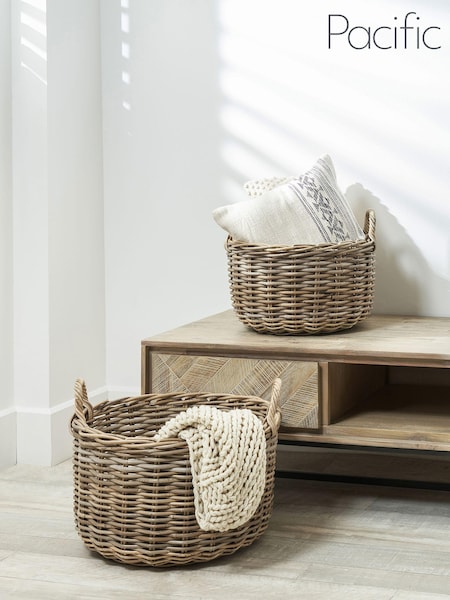 Pacific Set of 2 Grey Kubu Log Storage Baskets (U89882) | £130