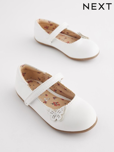 White Wide Fit (G) Butterfly Mary Jane Shoes (U90272) | £18 - £20