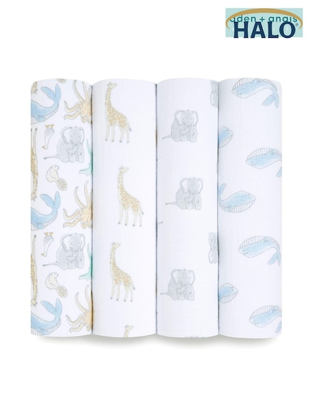 Halo Natural History Essentials Muslin 100% Cotton Blankets 4 Pack (U90571) | £35