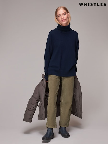 Whistles Blue Cashmere Roll Neck Jumper (U92035) | £199