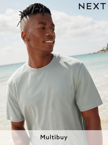 Grey Silver Regular Fit Essential Crew Neck Cotton T-Shirt (U92669) | £8