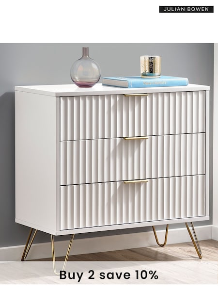 Julian Bowen White Murano 3 Drawer Chest (U95004) | £290