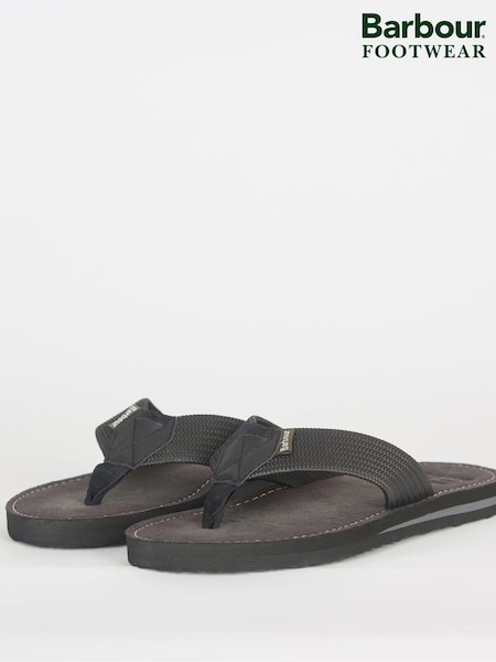 Barbour® Black Toeman Beach Sandals (U95712) | £30