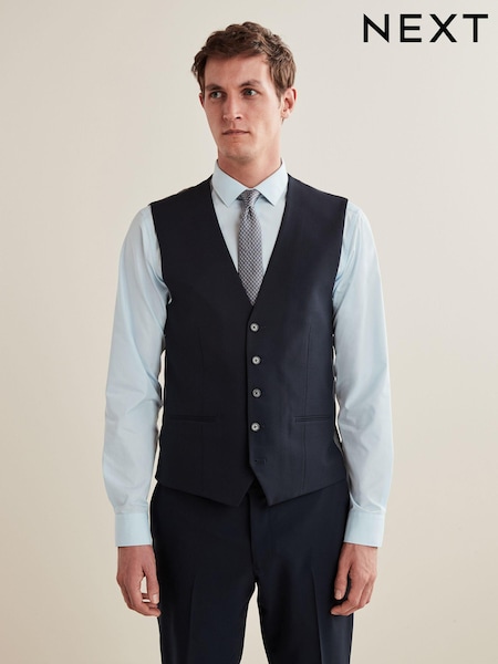 Navy Blue Regular Fit Essential Suit Waistcoat (U96008) | £30