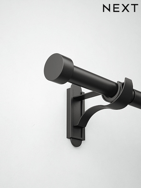 Black Klick Fit 28mm Stud Finial Extendable Curtain Pole Kit (U97015) | £40 - £55