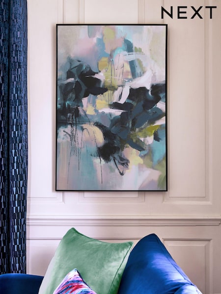 Teal Green Extra Large Abstract Framed Canvas Wall Art (U97229) | £100