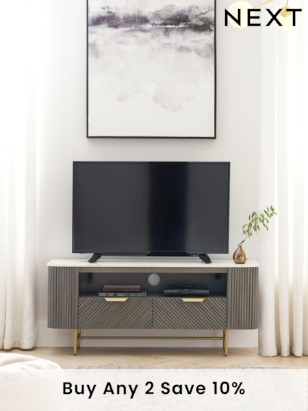 Dark Grey Valencia Mango Wood Up to 55 inch TV Unit (U98178) | £699