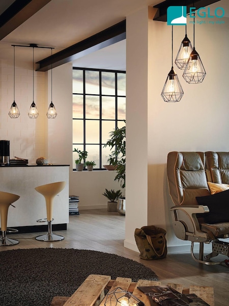 Eglo Black Tarbes Geometric Ceiling Light Pendant (UA4455) | £62