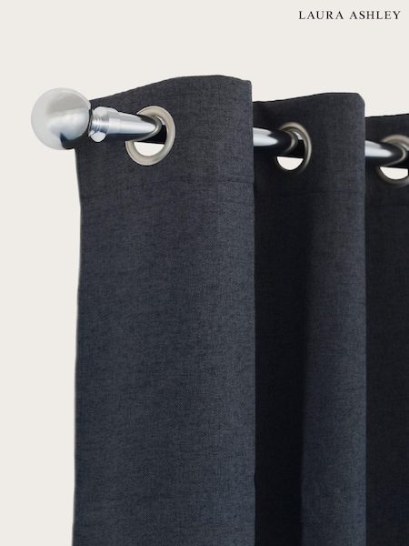 Laura Ashley Chrome 28mm Eyelet Pole Kit with Ball Finial Curtain Pole (UR4908) | £40 - £66