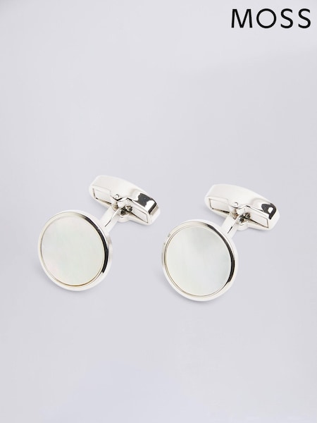 MOSS Silver Tone Mother of Pearl Cufflinks (UR8436) | £30