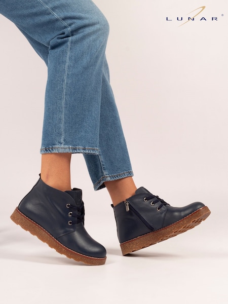 Lunar Blue Claire III  Leather Ankle Boots (V00079) | £80