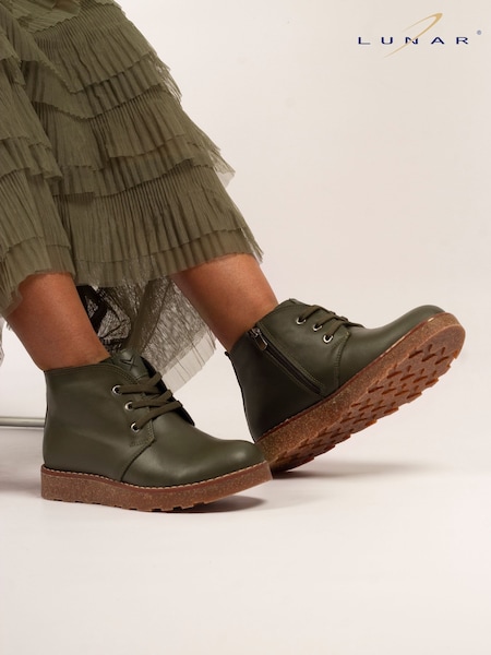 Lunar Green Claire III  Leather Ankle Boots (V00080) | £80