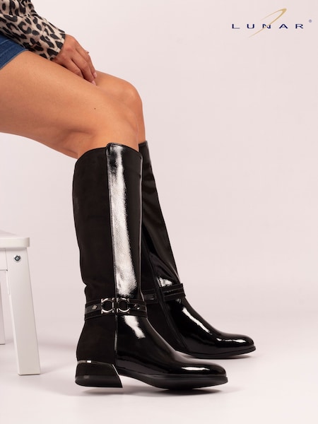 Lunar Emma Knee High Black Boots (V00102) | £80