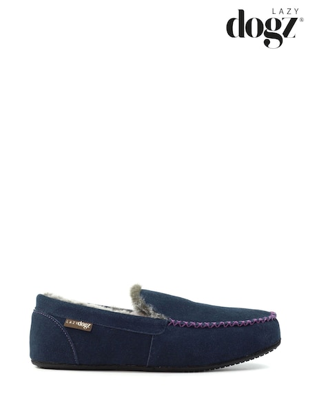 Lazy Dogz Blue Henry Mocassin Slippers (V00112) | £43