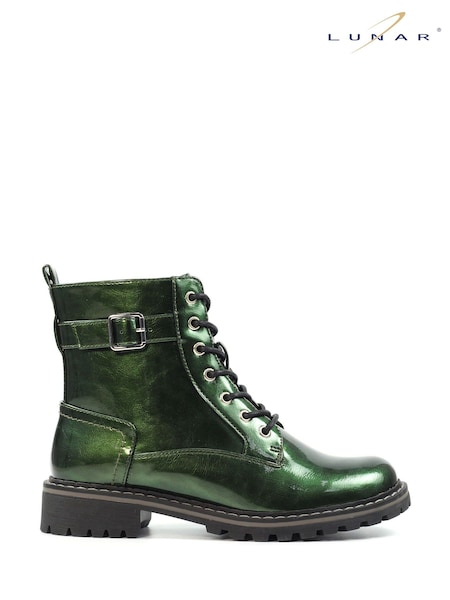 Lunar Green Parlour Patent Ankle Boots (V00124) | £57