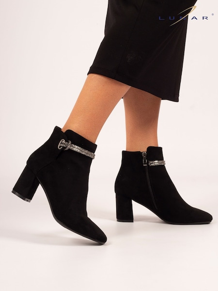 Lunar Pasha Embellished Rope Ankle Black Boots (V00146) | £57