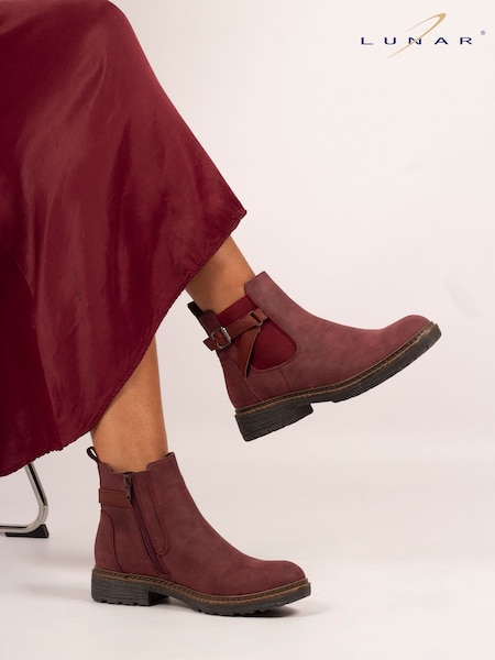 Lunar Red Morris Flat Ankle Boots (V00149) | £58