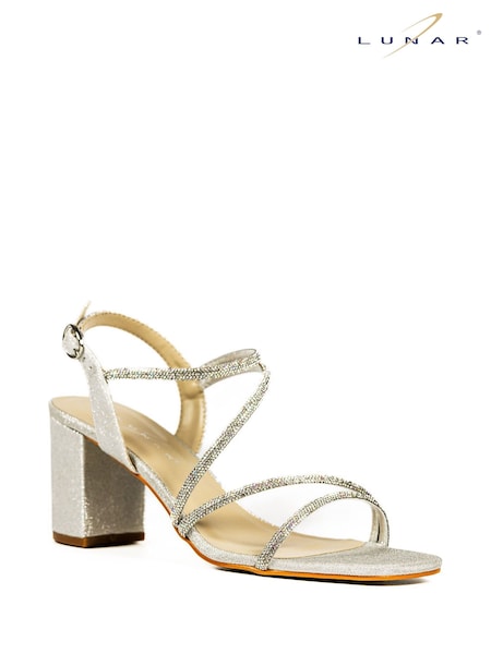 Lunar Silver Toulouse Block Heel Strappy Sandals (V00155) | £40