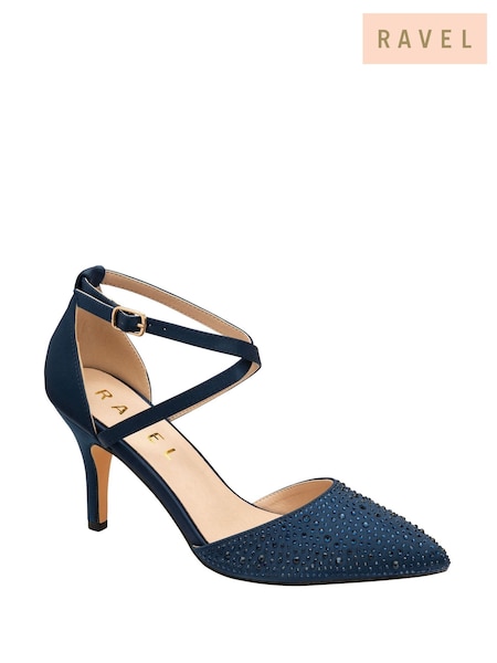 Ravel Blue Satin Pointed Toe Heeled Shoes (V00227) | £70