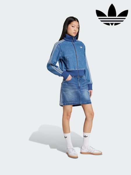 adidas Originals Blue Adicolor 3-Stripes Denim Mini Skirt (V00234) | £50