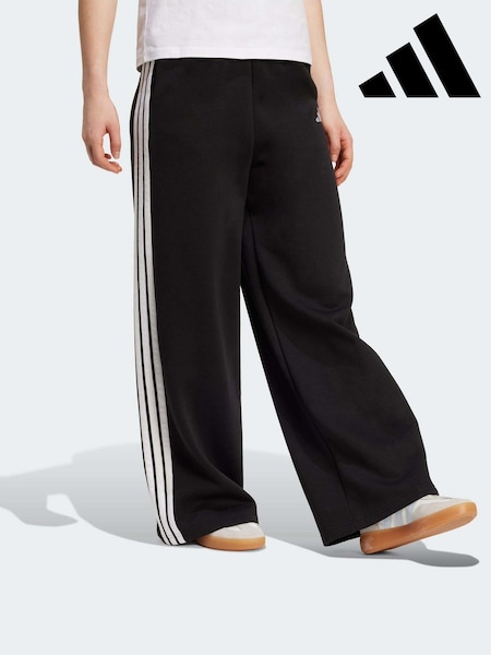 adidas Black 3 Stripes Fleece Wide Joggers (V00241) | £45