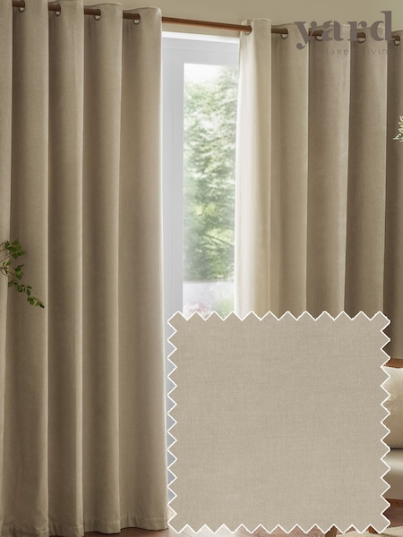 Yard Natural Heavy Chenille Velvet Eyelet Curtains (V00339) | £66 - £170