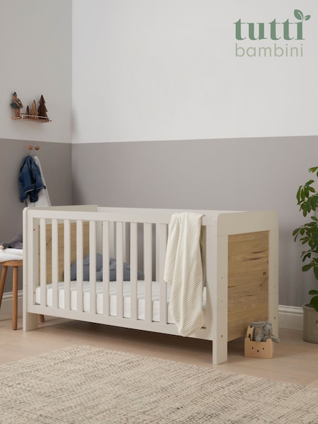 Tutti Bambini White Sand Distressed Oak Alba Mini Cot Bed (V00372) | £199