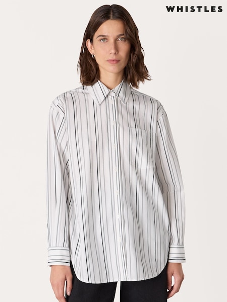 Whistles White Mixed Stripe Oversized Shirt (V00398) | £99
