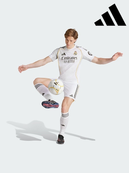 adidas White Real Madrid 25/26 Home Authentic Jersey (V00459) | £120