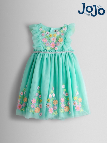 Light Green Ruffle Tulle Appliqué Party Dress (V00494) | £34 - £40