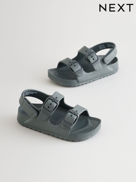 Charcoal Grey Double Buckle Ankle Strap EVA Sandals (V00561) | £8 - £11
