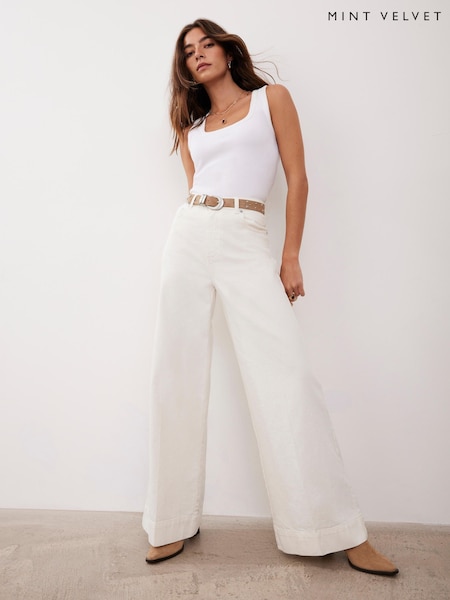 Mint Velvet White Wide Leg Jeans (V00771) | £99