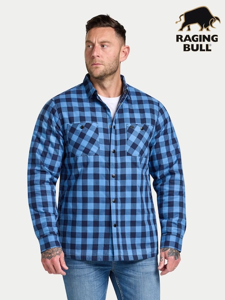Raging Bull Blue Long Sleeve Quilted Shacket (V00831) | £80 - £90