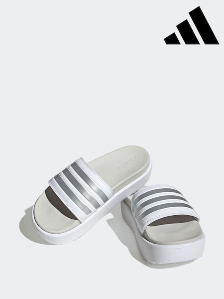 adidas White Adilette Platform Slides (V00866) | £45