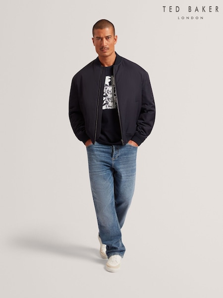 Ted Baker Blue Bombard - Relaxed Fit Nylon Ma1 Bomber Jacket (V00894) | £199