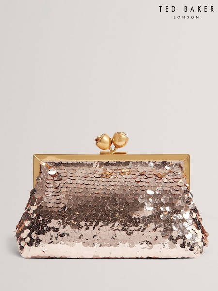 Ted Baker Gold Sequinz Rose Detail Sequin Clutch Bag (V00895) | £139